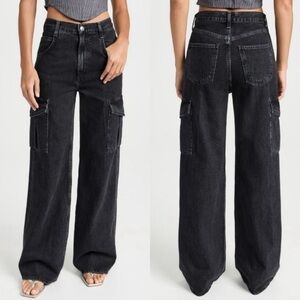 Aritzia Agolde Minka High Rise Cargo Jeans in Spider (Black) Size 23